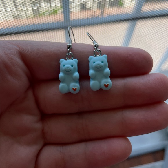 Blue Teddy Bear Earrings - Picture 4 of 4